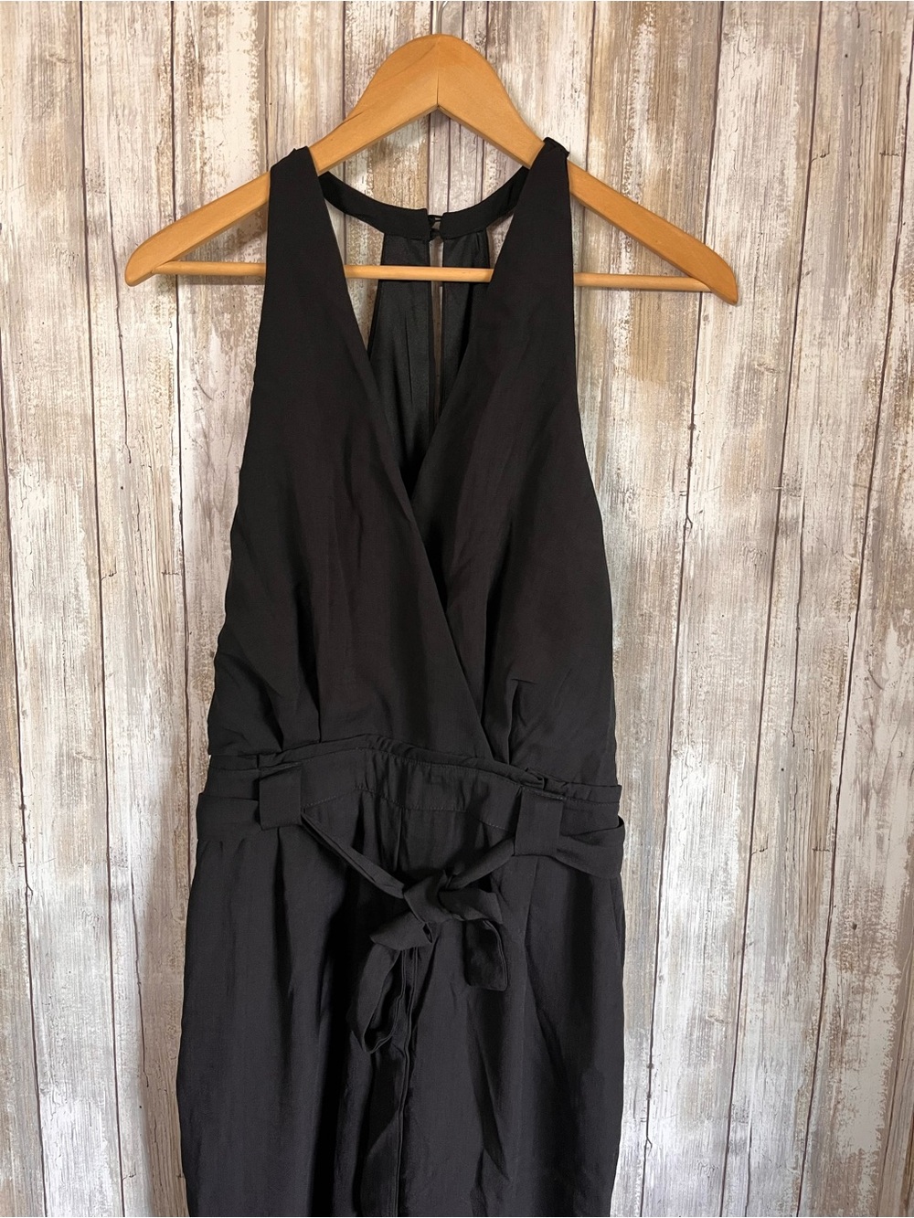 Lulus Black Sleeveless Wide Leg Jumpsuit Tie Waist Romper Size Large - Picture 2 of 7
